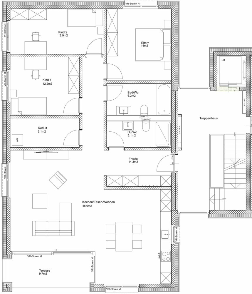 4.5 Zimmer Wohnung zum verkaufen in Zeneggen - Bild 1/9