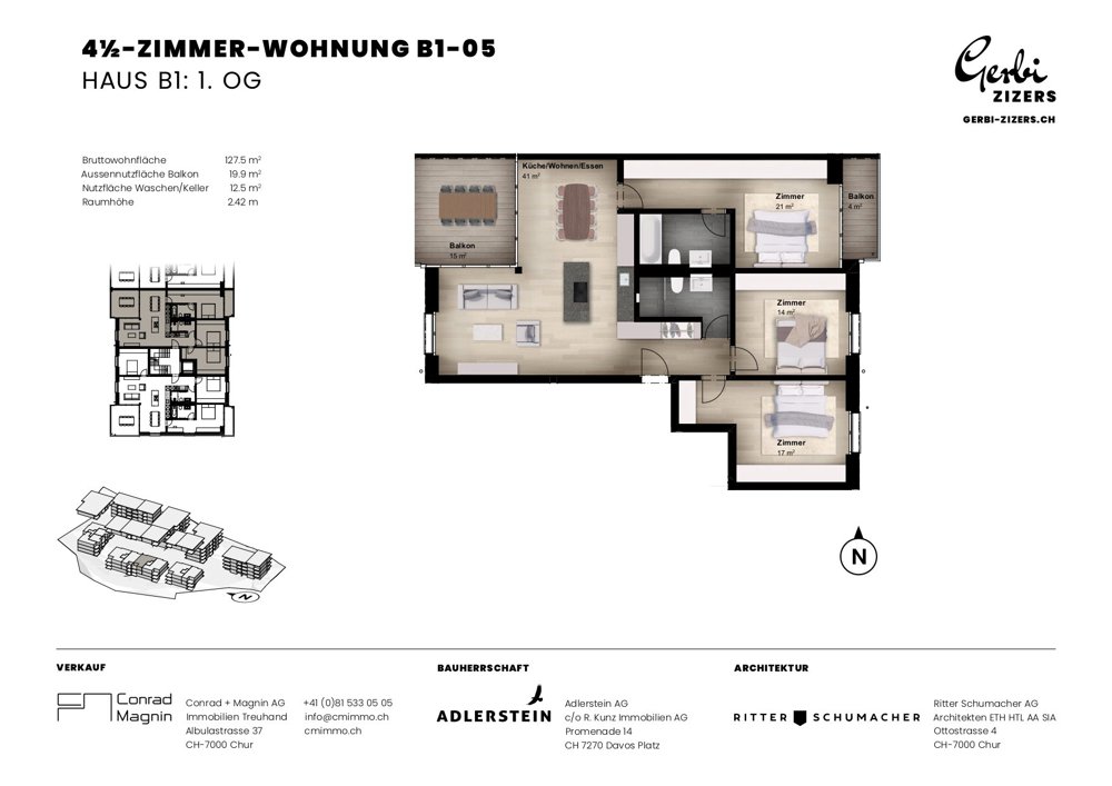 4.5 Zimmer Wohnung zum verkaufen in Zizers - Bild 1/13