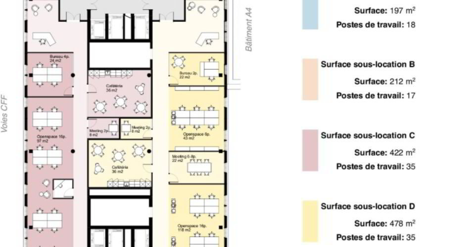 Surface de bureaux à louer au Quartier de l'Etang - Ansicht 3