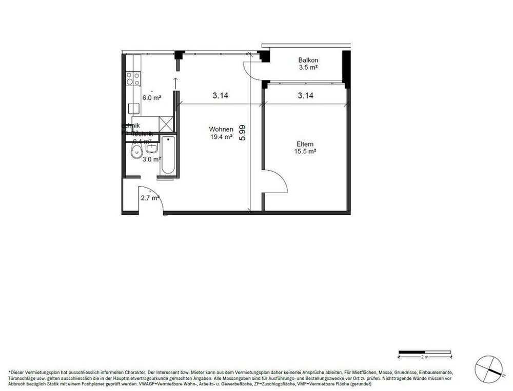 Appartement 2 pièces à louer à San Gallo - image 1/12