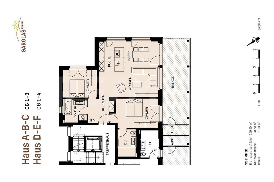 3.5 Zimmer Wohnung zum verkaufen in Schiers - Bild 1/11