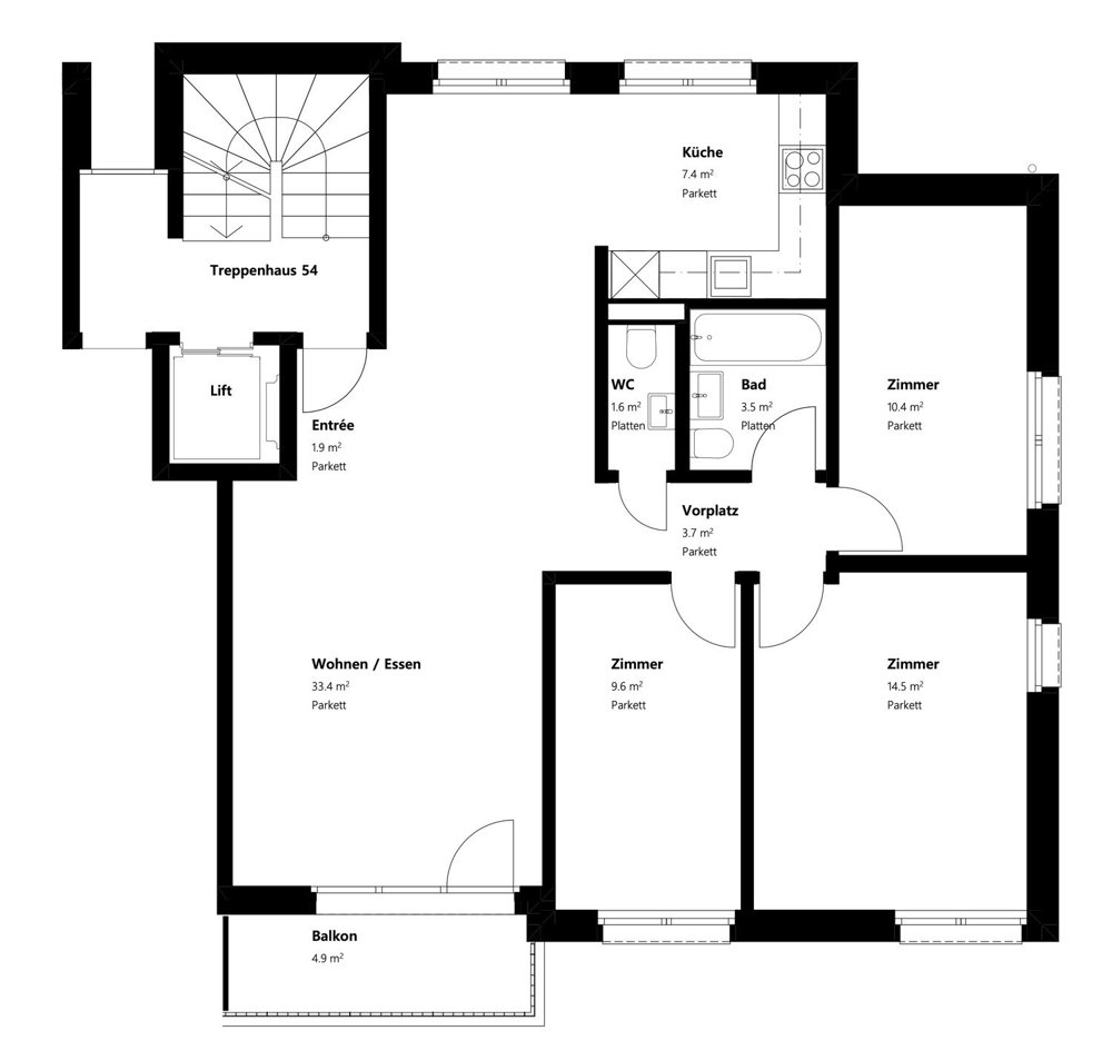 4 rooms Apartment for rent in Basel - image 1/8