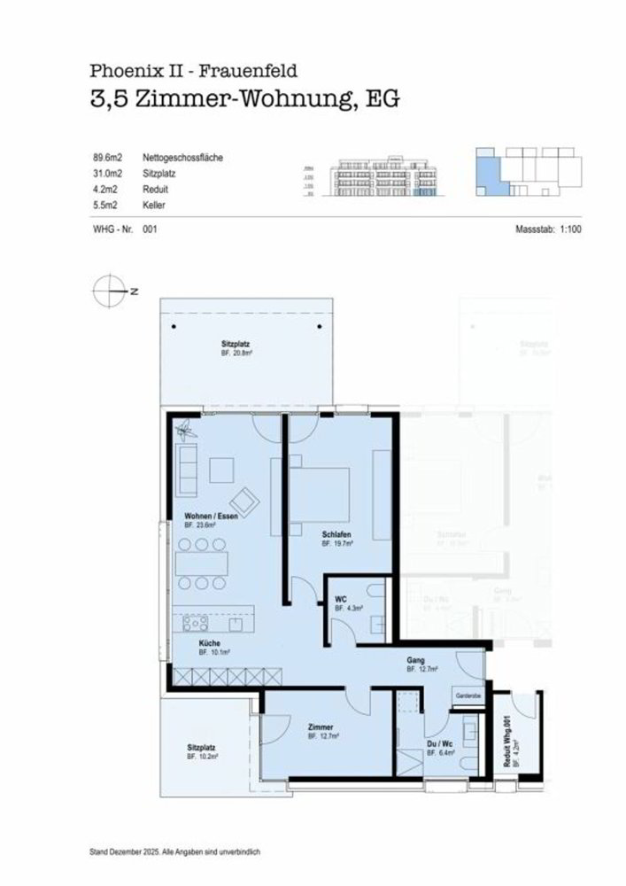 3.5 Zimmer Wohnung zu vermieten in Frauenfeld - Bild 1/5