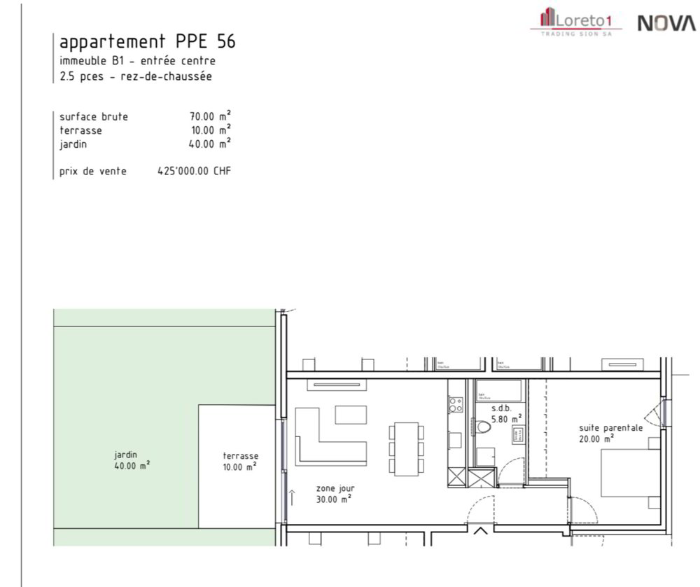 Appartamento di 2 locali in affitto a Sion - immagine 1/9