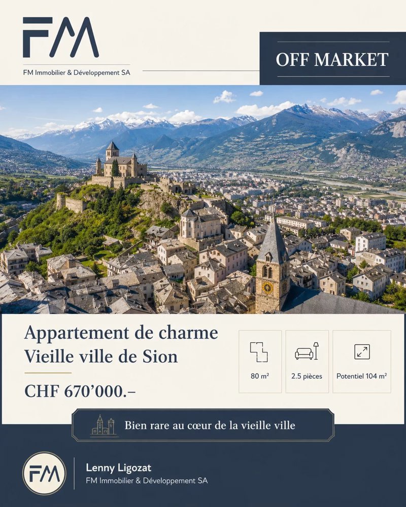2 Zimmer Wohnung zum verkaufen in Sion - Bild 1/1