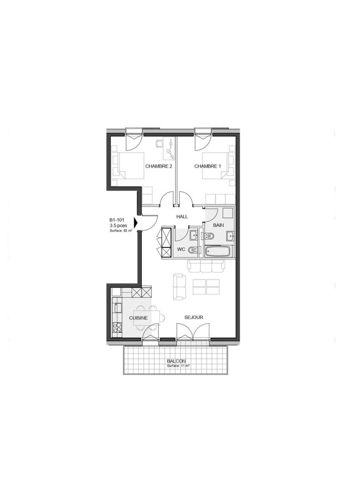3 Zimmer Wohnung zum verkaufen in Denges - Bild 1/8