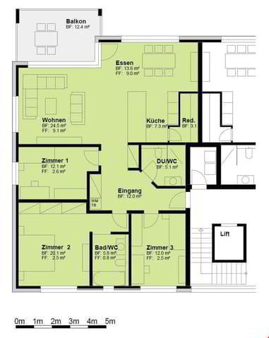 4.5 rooms Apartment for rent in Eyholz - image 1/9