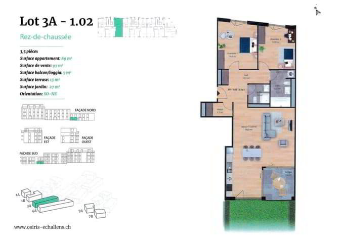 3.5 Zimmer Wohnung zum verkaufen in Echallens - Bild 1/8
