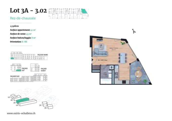 1.5 Zimmer Wohnung zum verkaufen in Echallens - Bild 1/5
