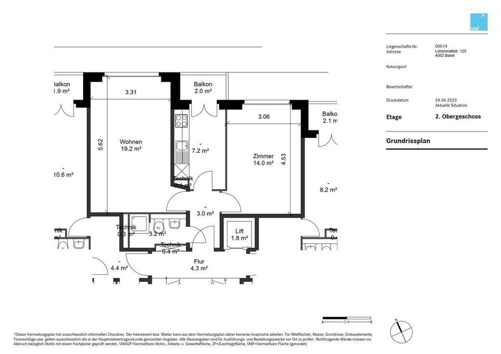 2 rooms Apartment for rent in Basel - image 1/8