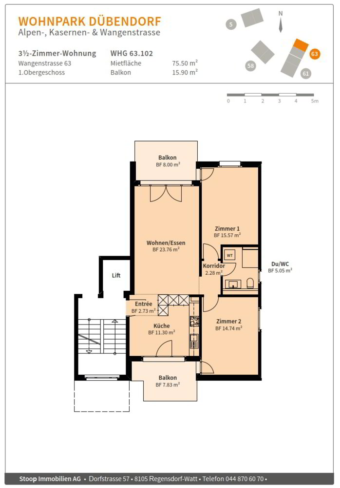 Appartamento di 3.5 locali in affitto a Dübendorf - immagine 1/6