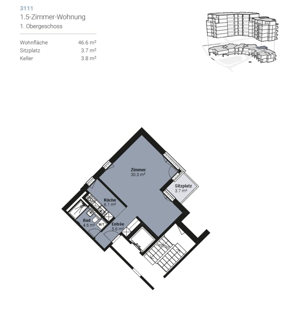 Appartamento di 1.5 locali in affitto a Horw - immagine 1/7