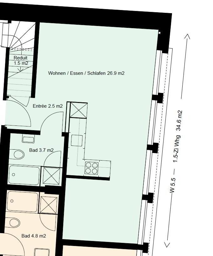 Appartement 1 pièces à louer à Basilea - image 1/8