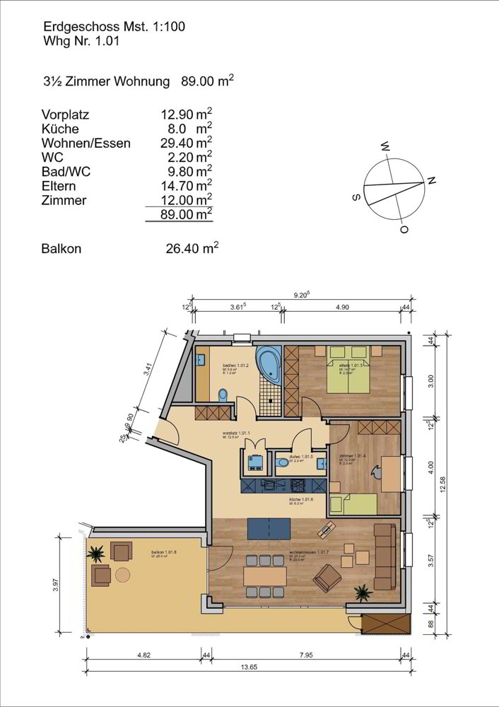 Appartement 3.5 pièces à louer à Hellikon - image 1/13
