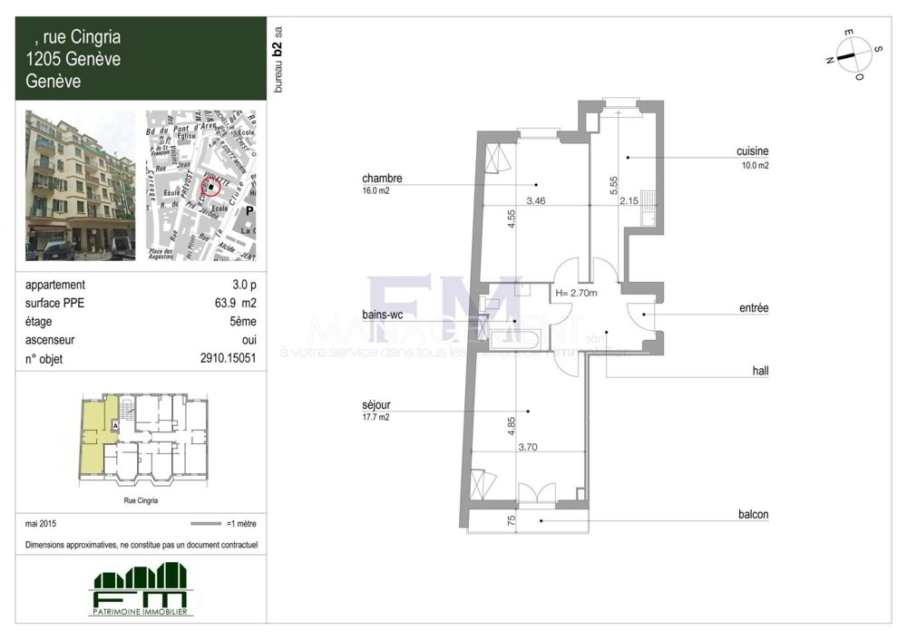 3 rooms Apartment for rent in Geneva - image 1/3