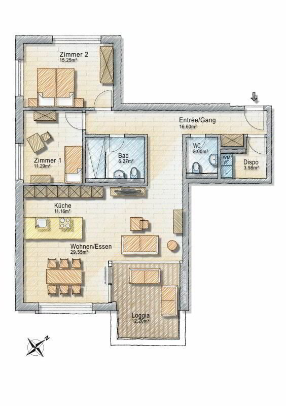 3 Zimmer Wohnung zu vermieten in Saint-Gall - Bild 1/10