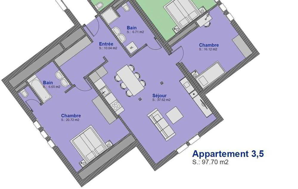 3.5 Zimmer Wohnung zu vermieten in Romont FR - Bild 1/8