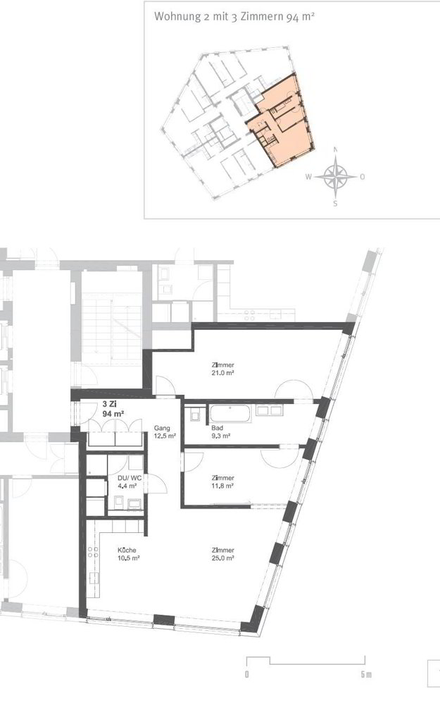 3 Zimmer Wohnung zu vermieten in Basilea - Bild 1/8