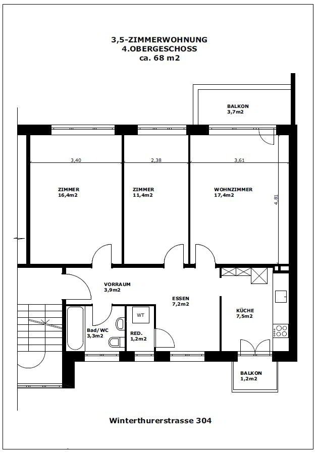 Appartamento di 3 locali in affitto a Zürich - immagine 1/9