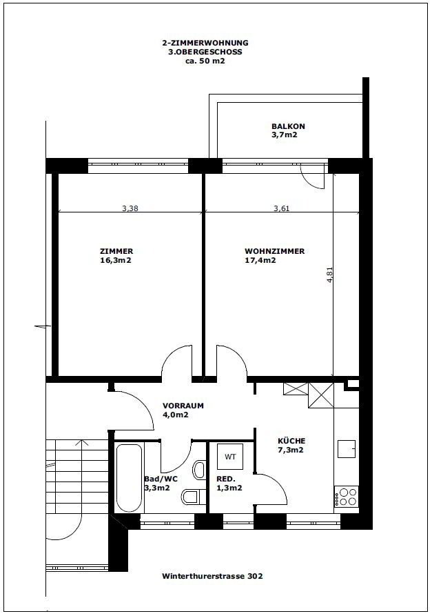 2 rooms Apartment for rent in Zürich - image 1/10
