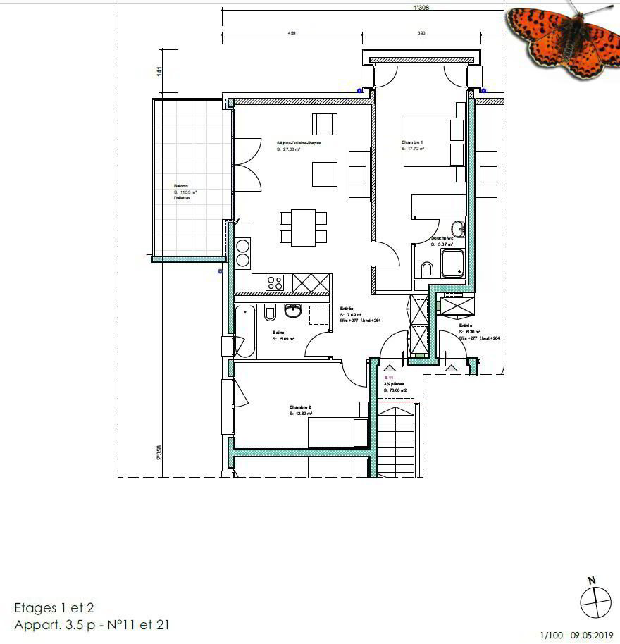 3.5 Zimmer Wohnung zu vermieten in Montet (Broye) - Bild 1/10