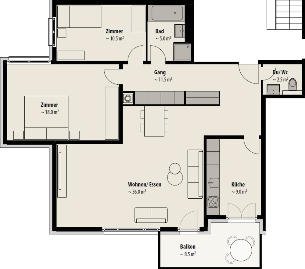 3.5 Zimmer Wohnung zu vermieten in Uzwil - Bild 1/7