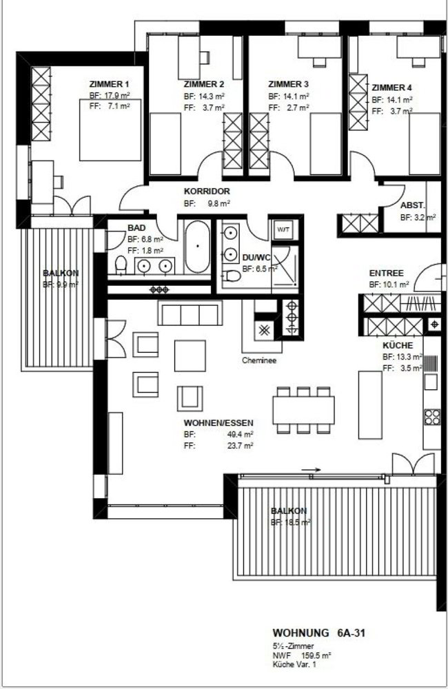 5.5 Zimmer Wohnung zu vermieten in Jona - Bild 1/13