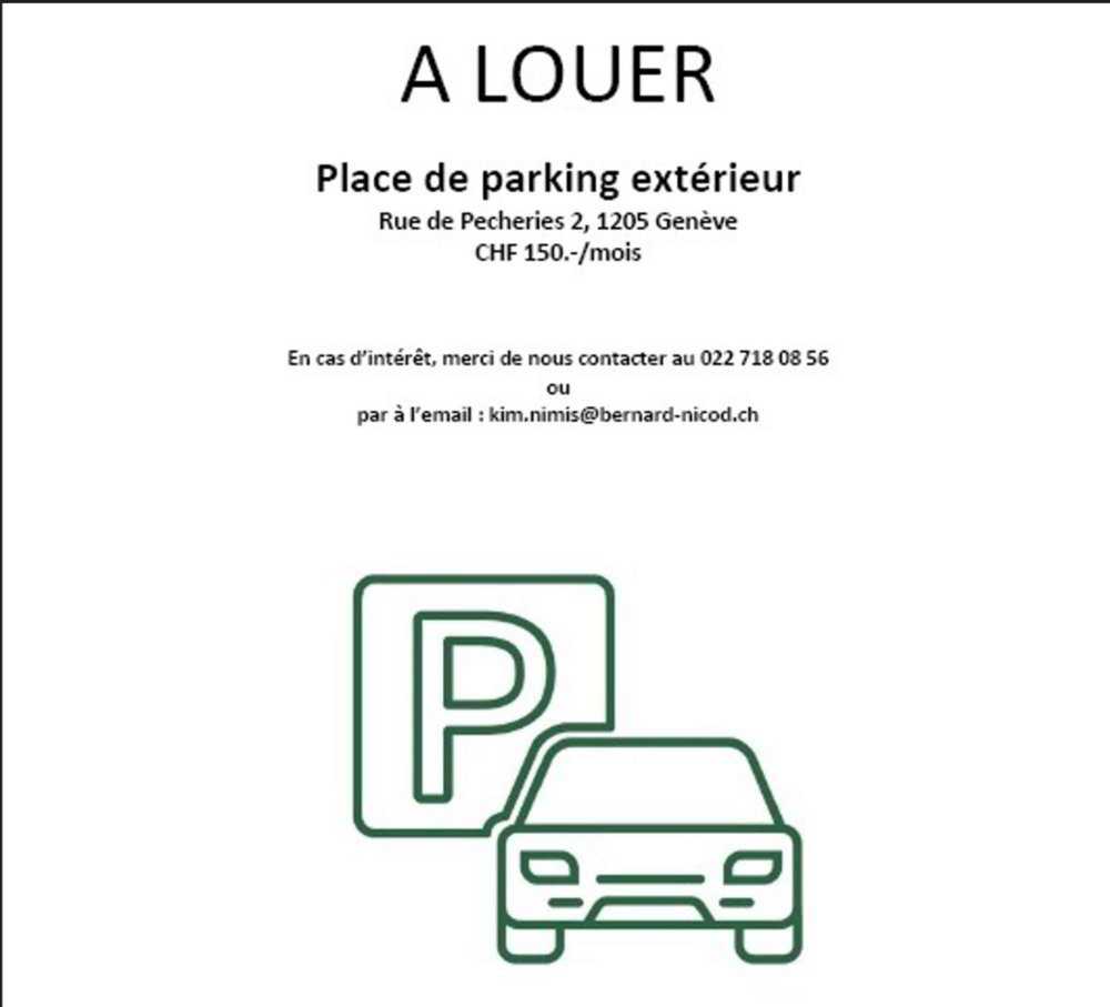 null Zimmer Parkplatz, Garage zu vermieten in Genf - Bild 1/1
