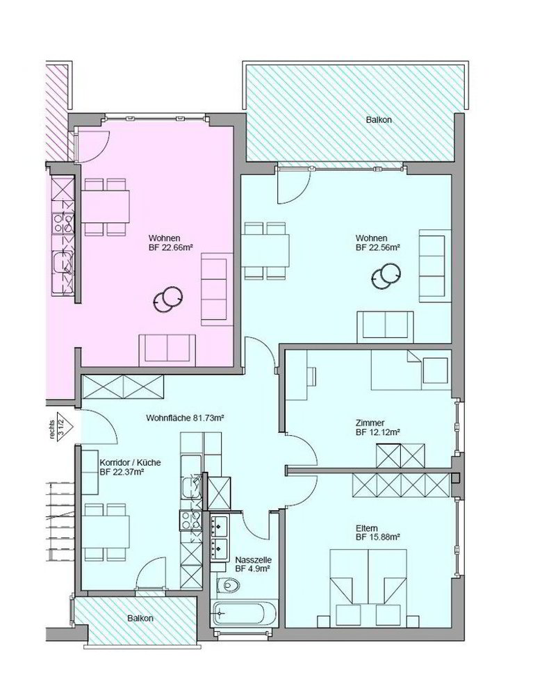 Appartement 3 pièces à louer à Rudolfstetten - image 1/7