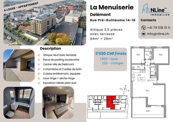 3.5 Zimmer Wohnung zu vermieten in Delémont - Bild 1/12
