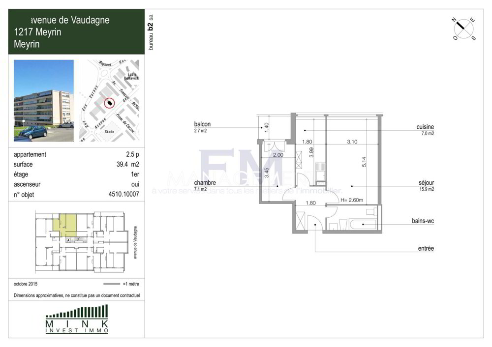 2 rooms Apartment for rent in Meyrin - image 1/3