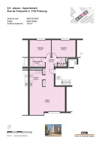 3.5 Zimmer Wohnung zu vermieten in Fribourg - Bild 1/5