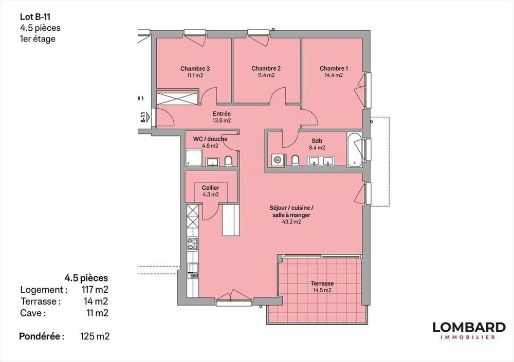 4.5 Zimmer Wohnung zum verkaufen in Léchelles - Bild 1/7