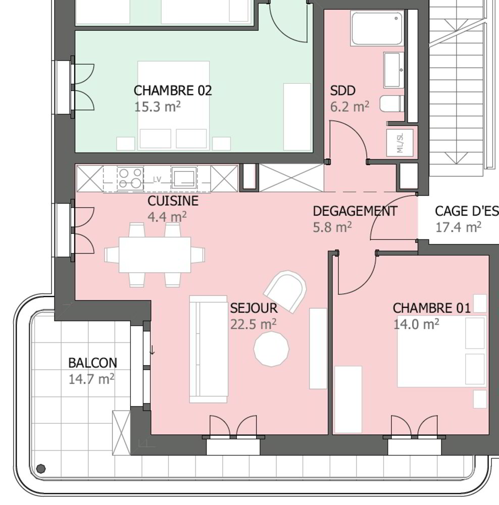 Appartement 2.5 pièces à louer à Marly - image 1/7