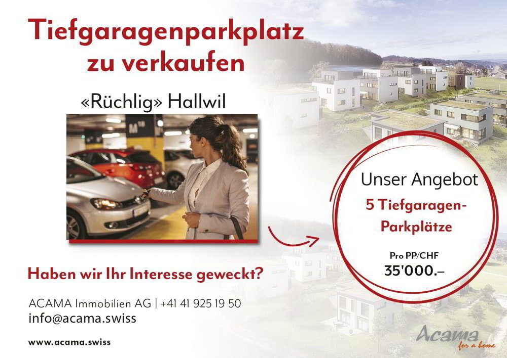 null Zimmer Parkplatz, Garage zum verkaufen in Hallwil - Bild 1/2