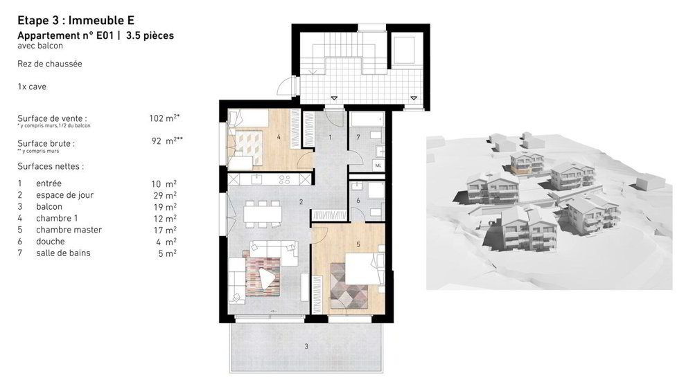 3 Zimmer Wohnung zum verkaufen in Lens - Bild 1/7