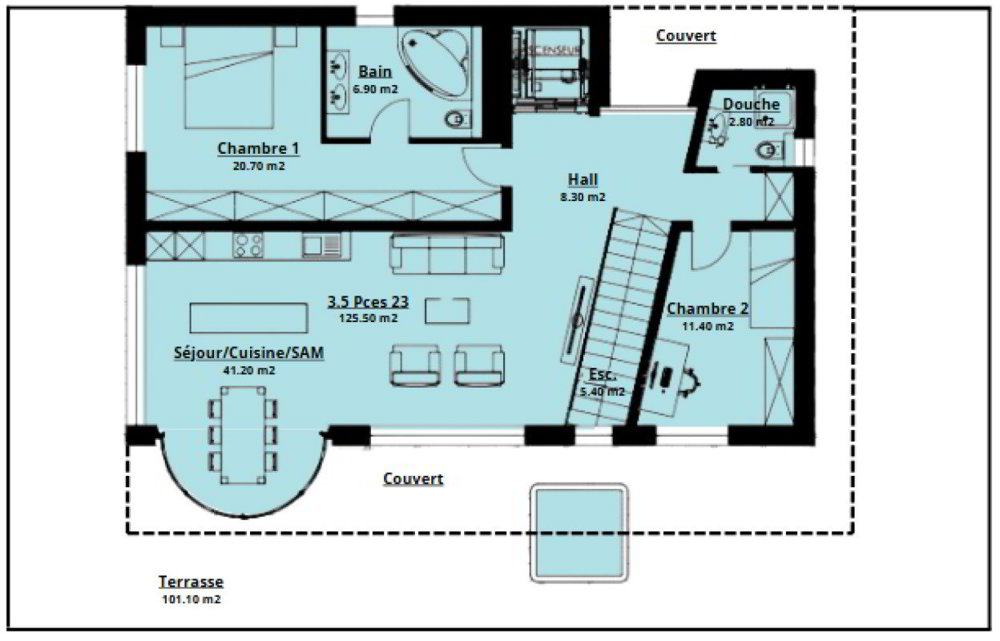 3 Zimmer Wohnung zum verkaufen in Saxon - Bild 1/7