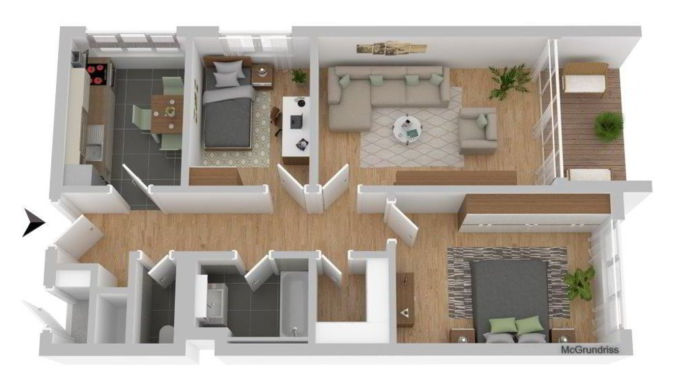 3 Zimmer Wohnung zu vermieten in Fribourg - Bild 1/8
