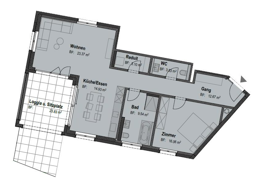 2.5 Zimmer Wohnung zu vermieten in Kaltbrunn - Bild 1/7