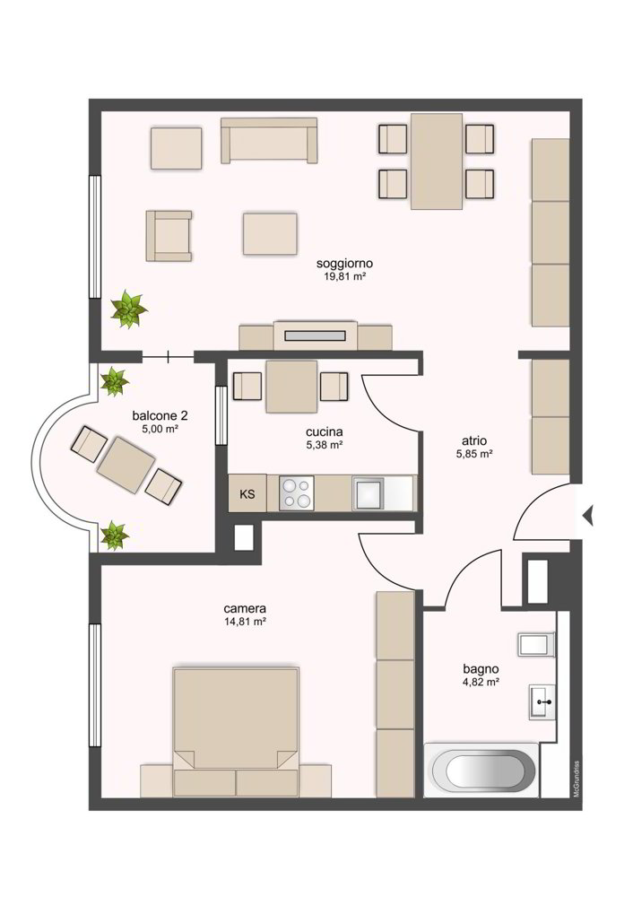 2.5 rooms Apartment for rent in Riazzino - image 1/2