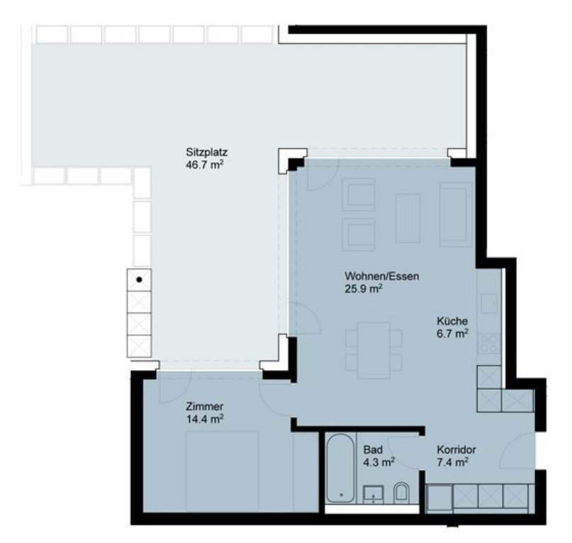2 Zimmer Wohnung zu vermieten in Lucerna - Bild 1/7