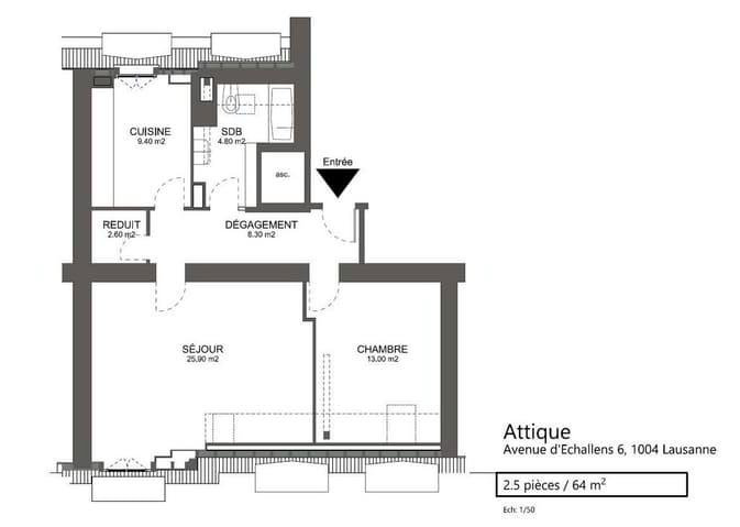 2.5 Zimmer Wohnung zu vermieten in Losanna - Bild 1/6