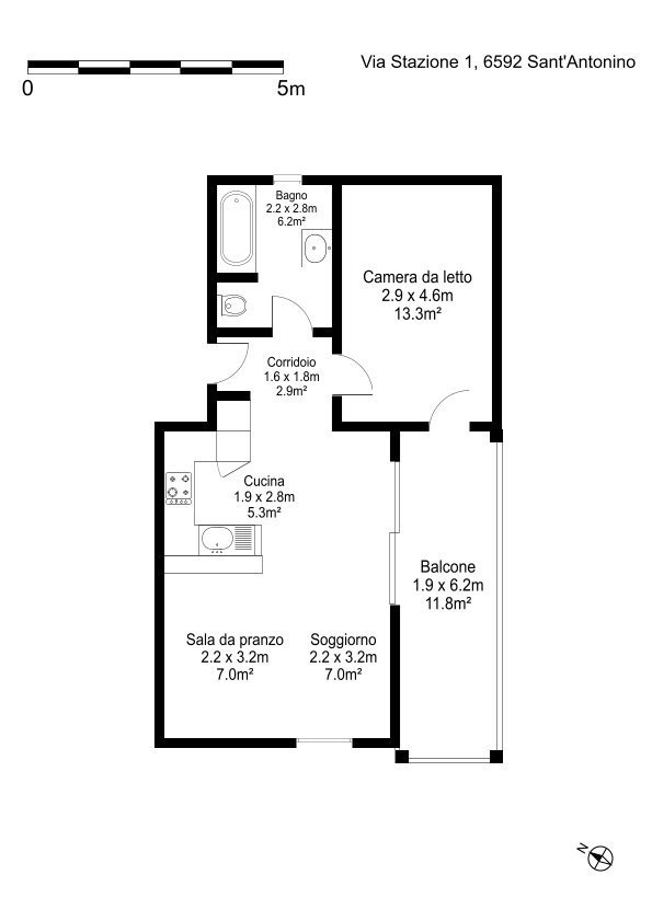 2.5 Zimmer Wohnung zu vermieten in S. Antonino - Bild 1/7