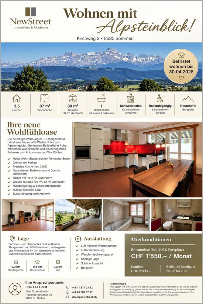 3 Zimmer Wohnung zu vermieten in Sommeri - Bild 1/9