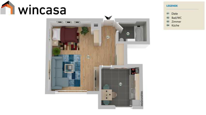1 Zimmer Wohnung zu vermieten in La Chaux-de-Fonds - Bild 1/7