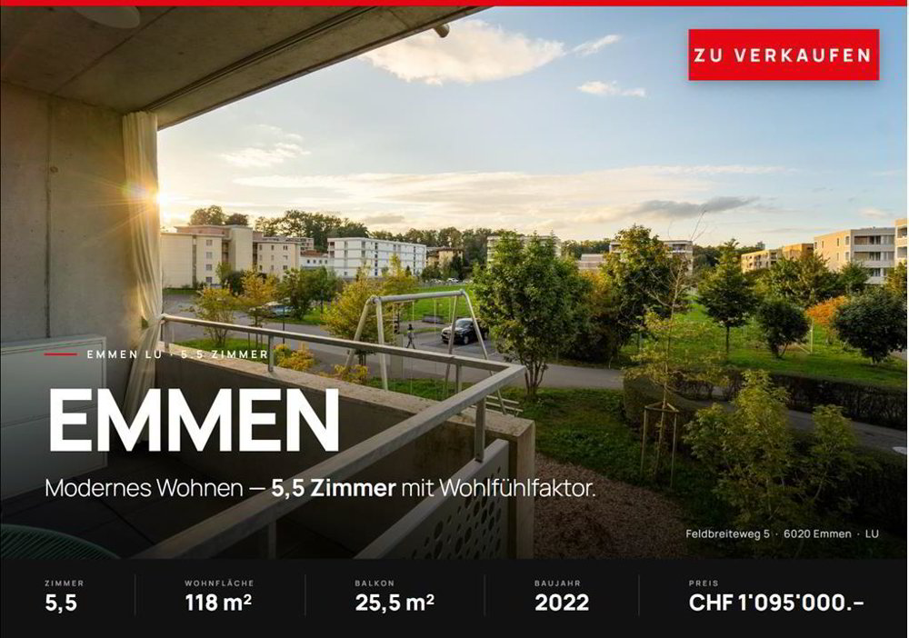 5 Zimmer Wohnung zum verkaufen in Emmen - Bild 1/1