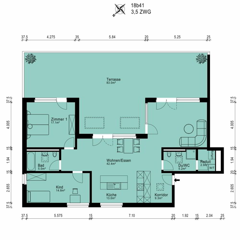 3.5 Zimmer Wohnung zu vermieten in Ebikon - Bild 1/8