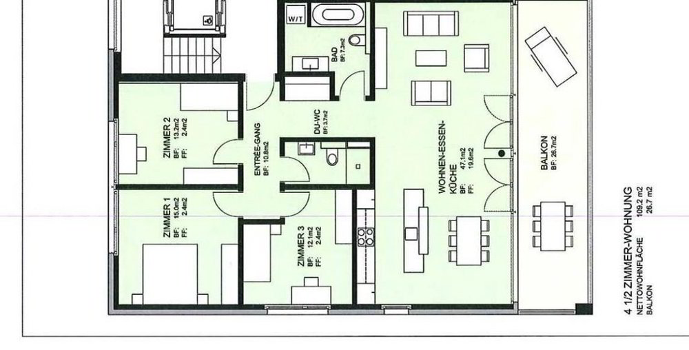 4.5 Zimmer Wohnung zu vermieten in Buchs SG - Bild 1/6
