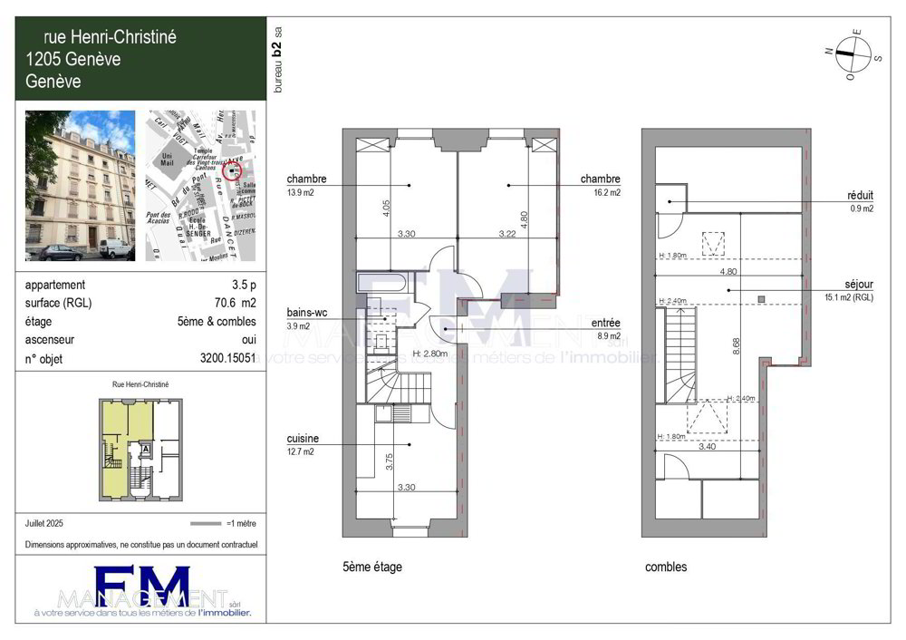 3 Zimmer Wohnung zu vermieten in Geneva - Bild 1/6