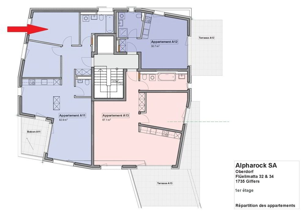 Appartamento di 3 locali in affitto a Giffers - immagine 1/13